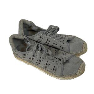 Marc Fisher Womens Lace‎ Up Baila Espadrille Shoes Gray 6.5 M Perforated A303051